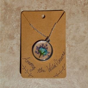 TURQUOISE ROSE & PURPLE QUEEN ANNE'S LACE NECKLACE